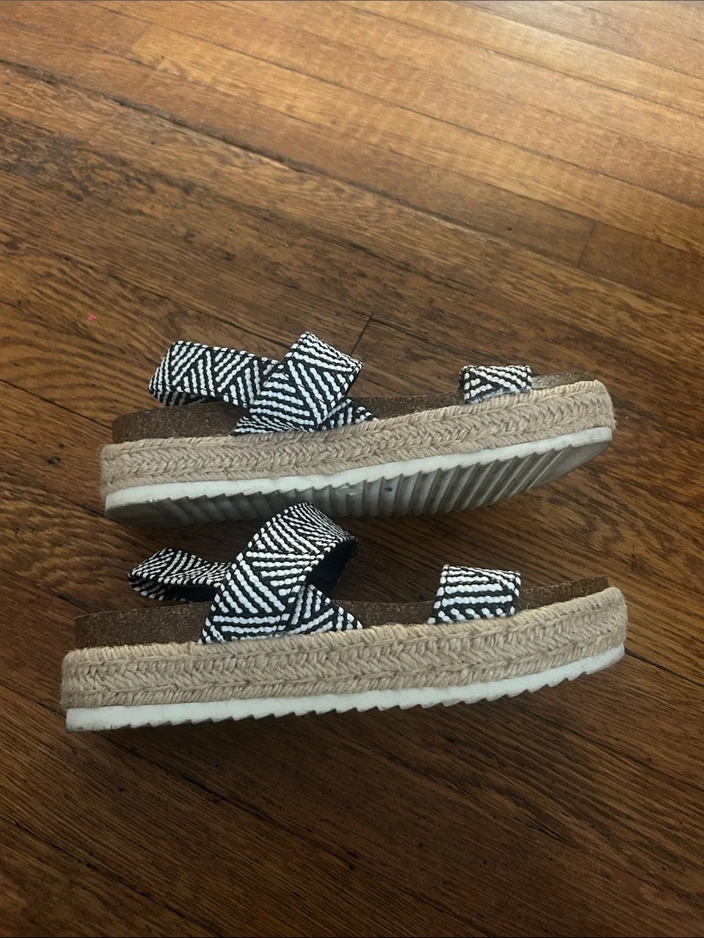 Madden Girl Black & White Patterned Strap Espadrille Sandals